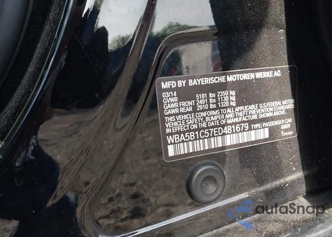 2014 BMW 535I from USA, damaged, VIN WBA5B1C57ED481679